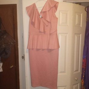 Boohoo rose peplum dress